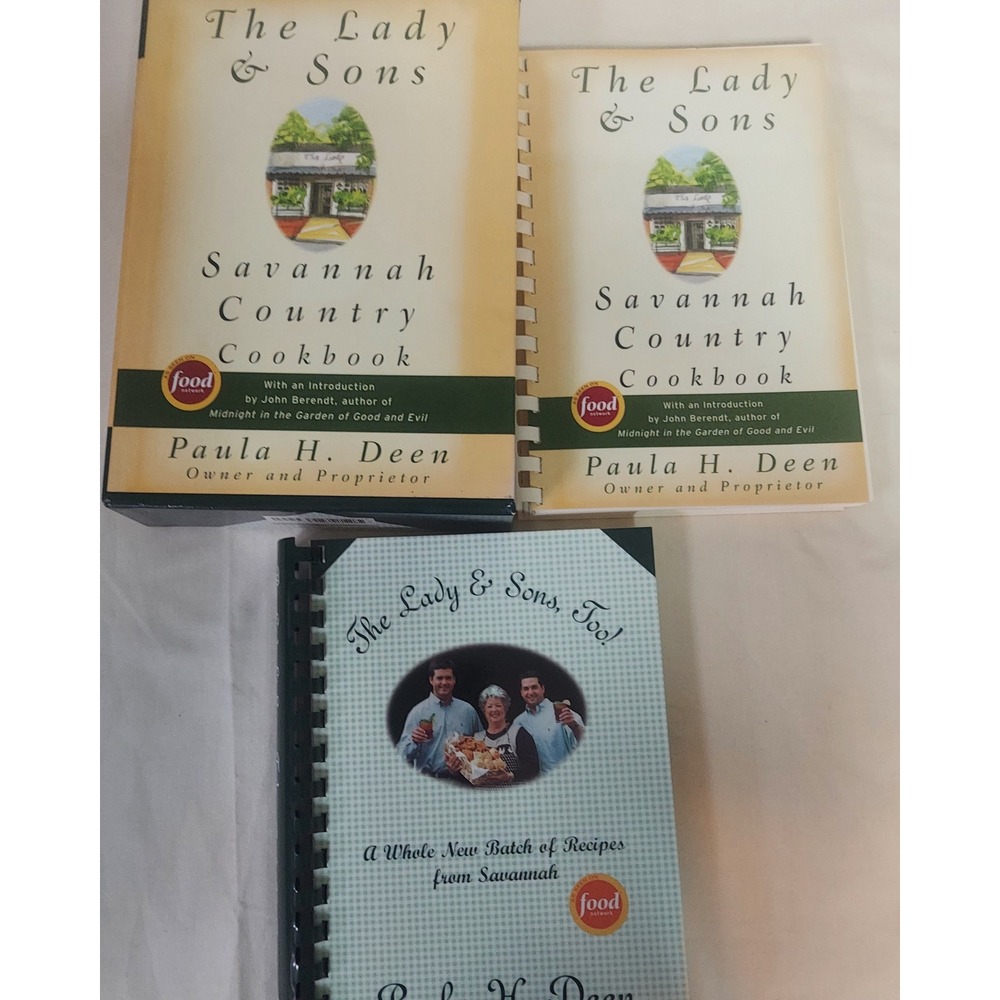 Paula Deen Cookbook Lot Signed Lady & Sons Savannah Country Recipes 2 book set